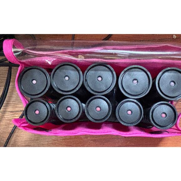 Revlon Tormaline/Ionic Hot Rollers 12 Curlers Pink Storage Pouch Travel No Clips - Picture 6 of 8